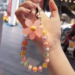 Cute Flower Design Beaded Phone Chain, Fashionable Phone Lanyard for Women & Girls, Phone Decoration Accessories for Phone Case, Phone Charm, Phone Strap