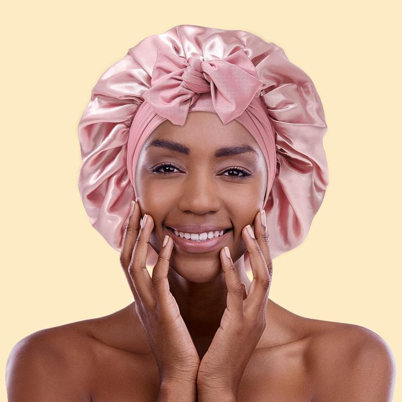 100% Mulberry Silk Bonnet for Sleeping Women Double Layer Hair Bonnet Natural Silk Sleep Cap with Elastic Tie Band Reversible Hair Bonnets for Hair Nightcap Gifts for Female
