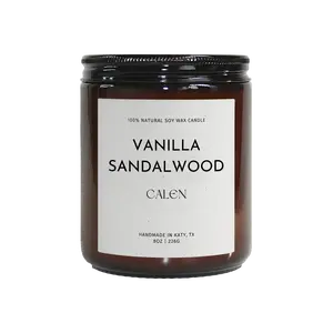 Vanilla Sandalwood Soy Candle | 100% Soy Wax, Strong Scent