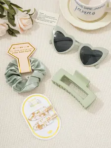 5pcs bridesmaid proposal gift, bridesmaid hairpins, bridesmaid hair bands, bridesmaid glasses, Hair Clip, bridal shower gifts, satin soft hair accessories, bridesmaid wedding gifts, heart-shaped glasses and a pair of gold foil hairpins with cards