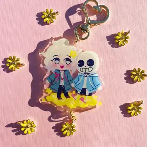 SANS x KOMAEDA Glitter Epoxy Acrylic Charm Danganronpa Undertale Sansmaeda Fiha Meme Gift