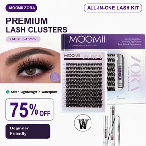 MOOMii ZORA Cosmetic DIY Eyelash Cluster Set - 0.03mm Ultra Thin Invisible Band Eyelash Extensions, Soft Lightweight DD Curl 8-18mm Youth-Focused Easy-Apply False Lashes for All-Day Comfort