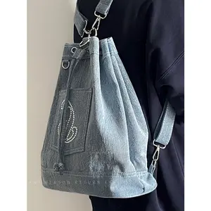 Women's Bag 2025 New Fashion Backpack Denim Bucket Bag Casual Versatile Student School Bag