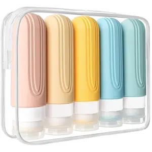 Travel Bottles for Toiletries, 5 Pack TSA Approved Travel Size Containers, 3oz Leak Proof Refillable Travel Accessories for Shampoo Conditioner,  Travel Bottles with Toiletry Bag
