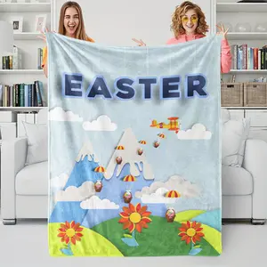 Easter-themed Bedding Set Featuring Soft and Cozy Flannel Blankets. the Playful Designs Brimming with Springtime Charm Make them Perfect for Children'S Rooms or Bedrooms Seeking Festive Ambiance, Suitable for All Seasons.