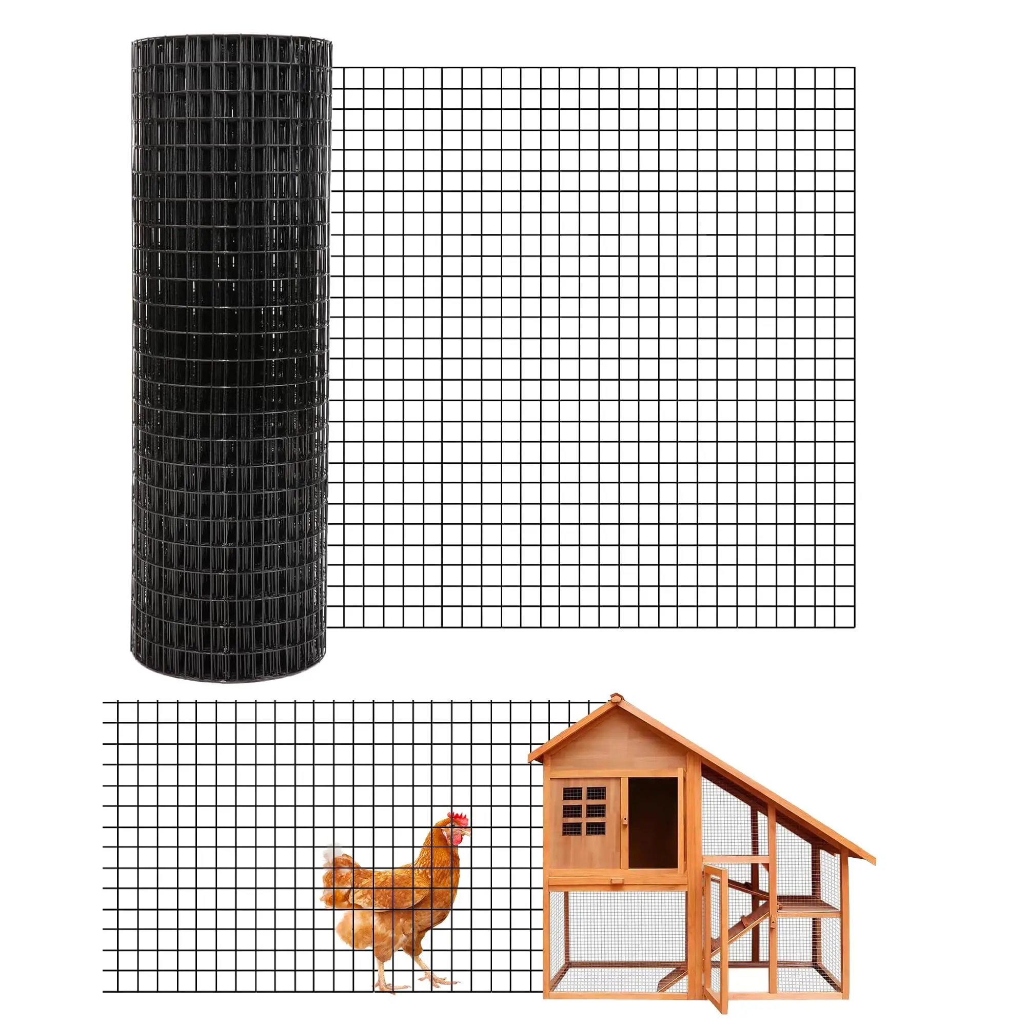 Galvanized welded wire mesh no. 19, suitable for chicken coops, birdhouses, rabbit hutches, and garden fences.