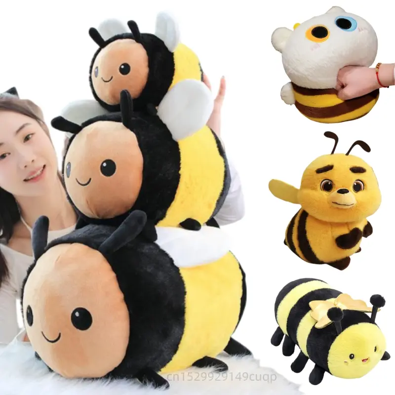 Cartoon Cute Bee Plush Doll Pillow, 20-40cm Soft Insect Stuffed Toy (Bee, Ladybug, Caterpillar Options), House Decoration Gift For Kids, Manual