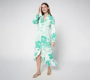 Peace Love World Boheme Regular Linen Blend Button Front Dress