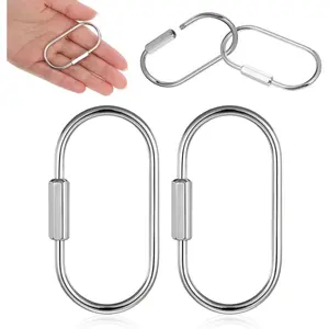 Styquenzer 2 Pcs Sliver Brass Screw Lock Keychain, Brass Screw Lock Clip Key Chain Ring Durable Simple BrassKeychain Holder BrassKey-Ring Simple Style Car keychain for Men and Women, Sliver