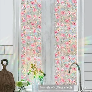 A piece of (30*120cm) colorful floral pattern flat 2D window sticker, window decoration electrostatic glass sticker XC20001-YC