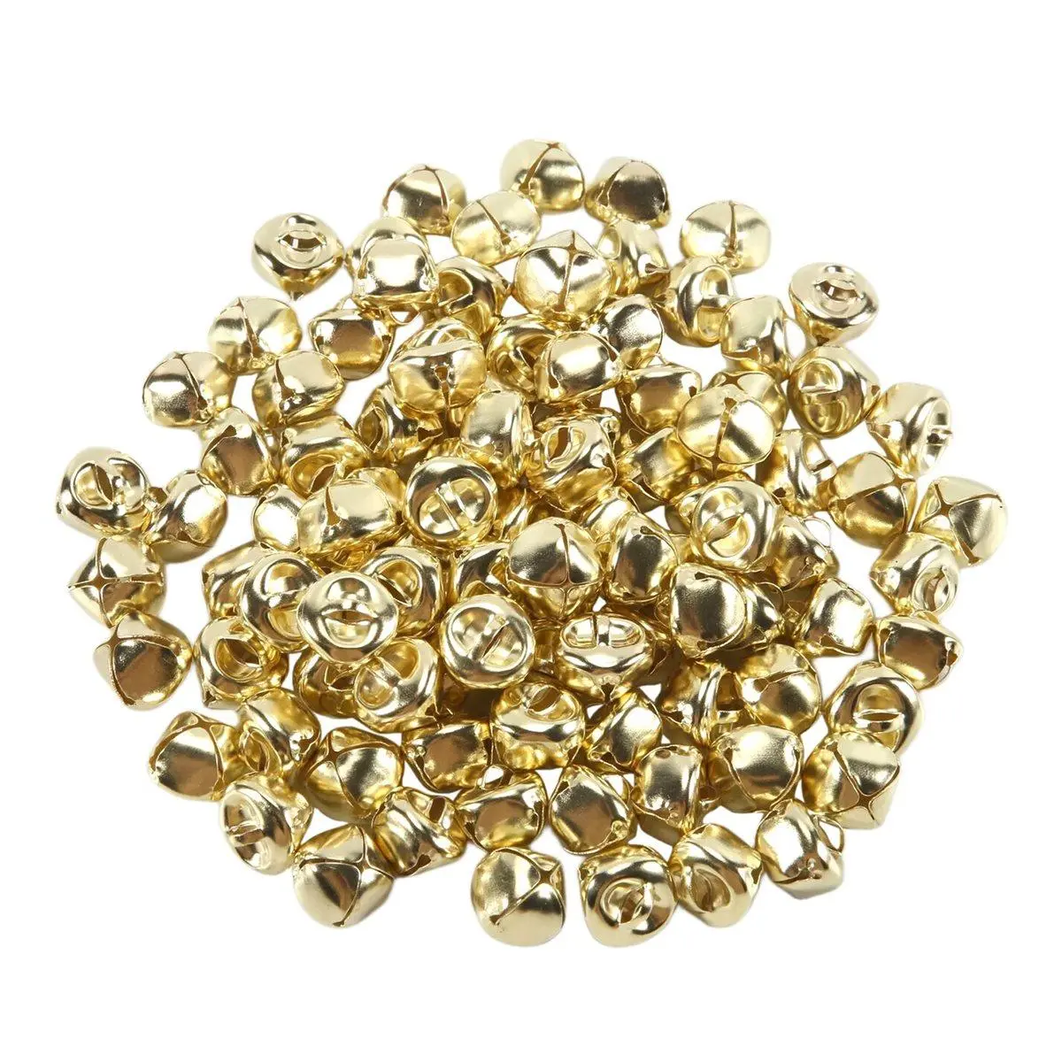 100 Pieces Jingle Bells, 15mm Metal Jingle Bells Mini Craft Bells Beads for DIY Gold