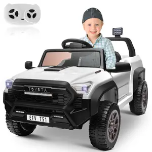 FLANTINO 24V Ride On Toyota Pickup Truck for Kids, Electric Car w Remote Control for Kids Ages 3-7, Soft Start, Music & Lights,Double Doors, High Low Speed Available, Ideal Birthday Gifts for Kids