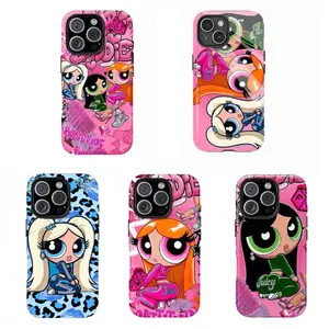 Vibrant Cartoon Powerpuff Girls Phone Case,Tough phone case,for iPhone 16/15/14/13/12/11/17 ProMax Plus for Samsung phones, suitable for both men and women, an excellent choice for Halloween, Christmas and Thanksgiving.