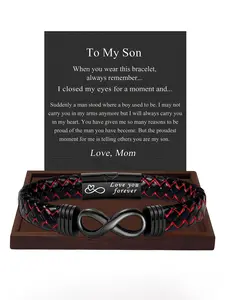 1PC Christmas Stocking Surprise Gift for Son - Trend Knotted Bracelet - High Quality Bracelet - Eight-Byte Design Bracelet - Birthday Blessing Gift/Valentine's Romantic Gift - Daily Fashion Wear Bracelets for Son - Word Bracelets