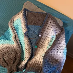 Knitwear Hexagon Sweater for Women - Knitted Design with Colorful Patterns and Button Detail - Womenswear