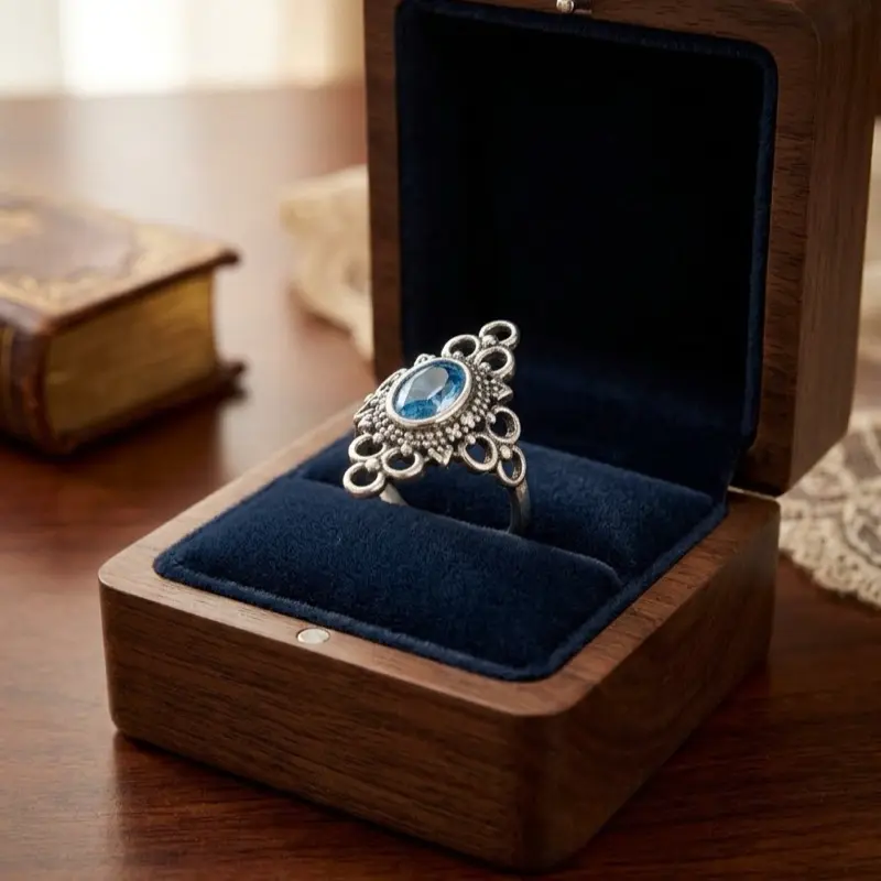Put in ring box, remove the hand, add a background