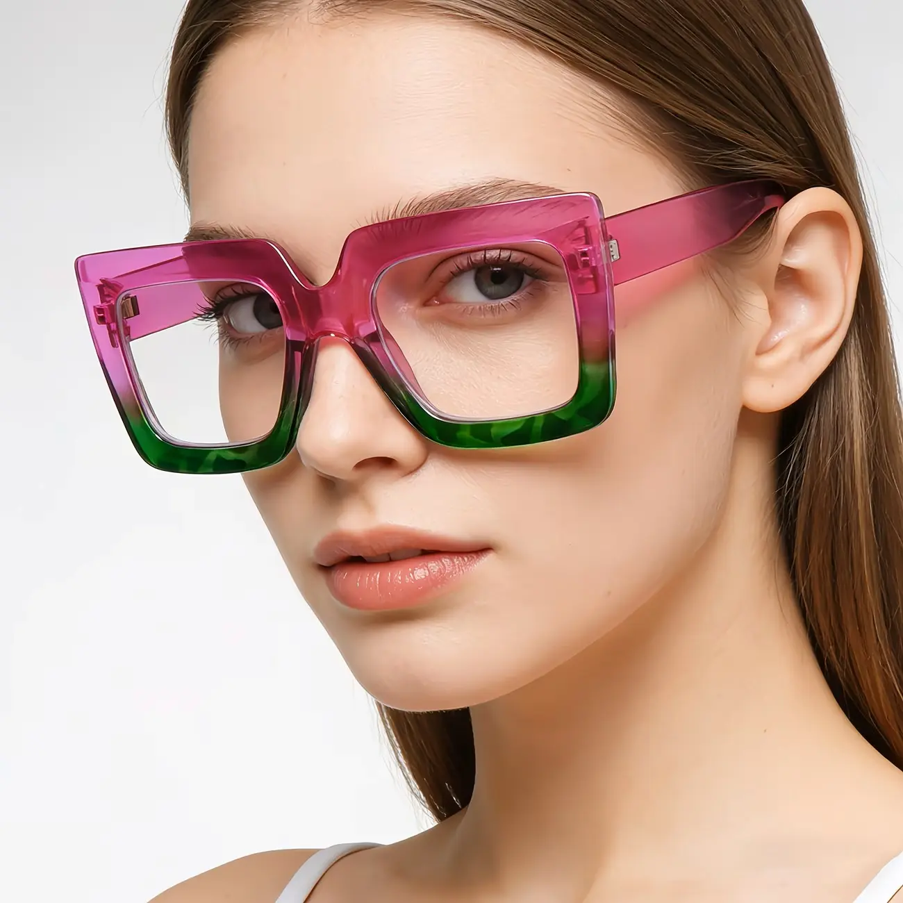 Ladies Oversized anti-reflective color block sunglassess Oversized Square Colorblock Sunglasses – PASTL main image 4