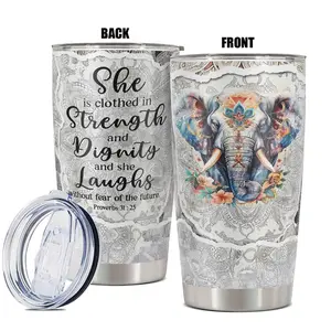 Elephant Pattern Tumbler, 20oz Insulated and Durable Tumbler, Gift for Any Occasion, Birthdays, Holidays, Special Moments for Family, Friends, Coworkers, Drinkware