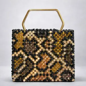 Midnight Serpent Crystal Beaded Handbag — Luxury Statement Purse with Suede Lining, One-of-a-Kind Evening Bag