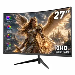 27 Inch QHD 1440p Gaming Monitor, 165Hz 1ms Adaptive Sync, HDMI DisplayPort, Ultra Slim Bezel, Tilt Adjustable Stand for PC Console Gaming Setup