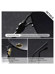 Luckace Men's Polarized Sunglasses, Stainless Steel Frame, Casual Style, All Seasons, High-Quality Gift, Couple Matching Shades