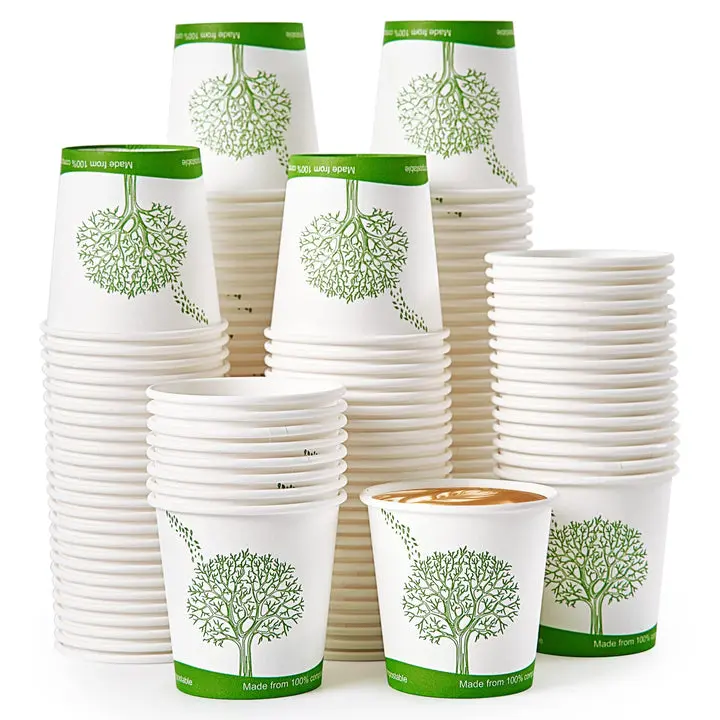 Compostable Paper Cups, Eco-Friendly Disposable Tableware for Home & Party Supplies, Leak-Resistant, BPA-Free