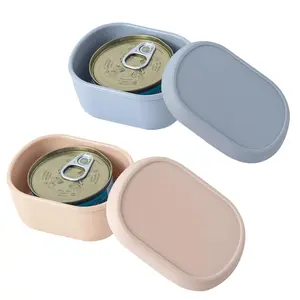 Canned Cat Food Storage Container for 3oz Cat Cans, 2Pack Silicone Airtight Can Cover Pet Food Sealer Reusable Sealing Box for 2.56''/65mm Can Keep Food Fresh