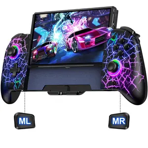 Switch Controller, Hall Effect Joystick (No Drift) Switch Joypad for Nintendo Switch/OLED with 9 Color Lights, Full-Size Grip Wireless Switch Pro Controller, Ideal for Those Who Prefer Handheld Mode-JC201