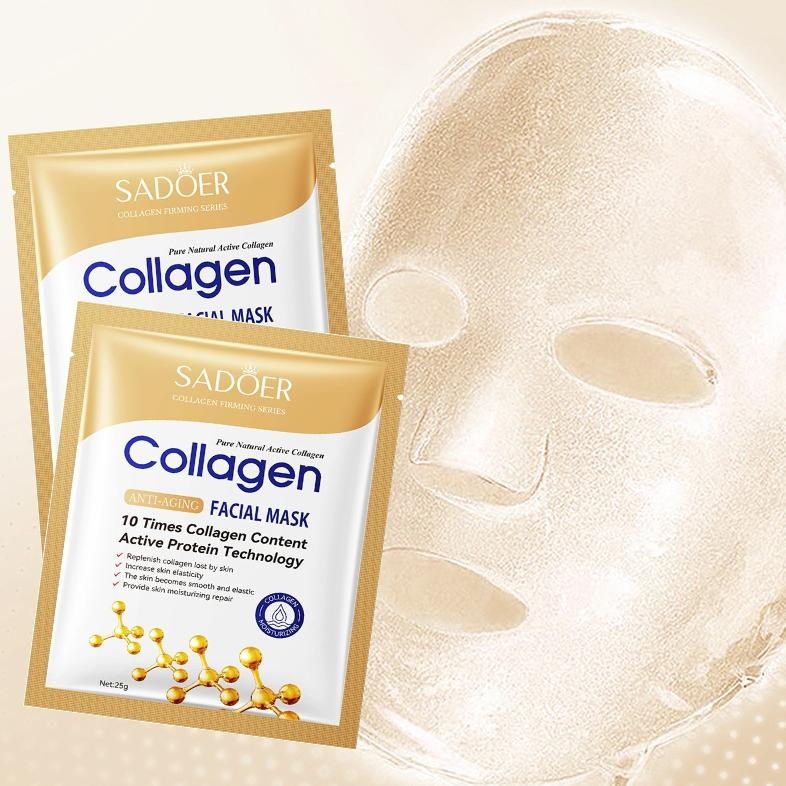 10/20/40PCS Collagen Face Mask, Skincare with Collagen Components, Collagen Content, Moisturizing, Hydrating, Moisture and Moisturizer, Deep Hydration Tightening, Smooth, Gentle, Non-Irritating Facial Light Beige Formula, Portable Travel Pack