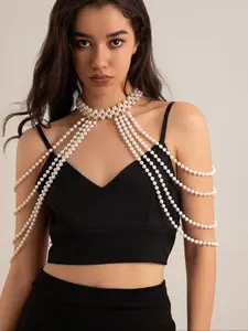 Elegant Faux Pearl Decorated Body Chain, Vintage Body Jewelry, Fashion Body Jewelry, Women's Exquisite Trendy Body Jewelry for Party, Daily Clothing Decor, Birthday Gift