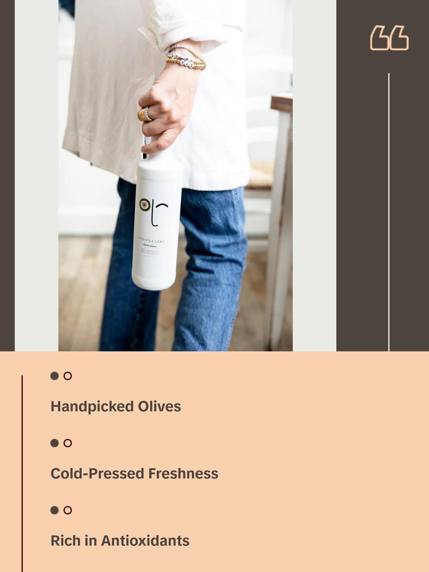 YAYA'S EVOO - Cold Pressed Extra Virgin Olive Oil, Staight from Greece. 100% Pure EVOO, Natural Superfood, High Antioxidant,  (700ml) Fruit Fruit