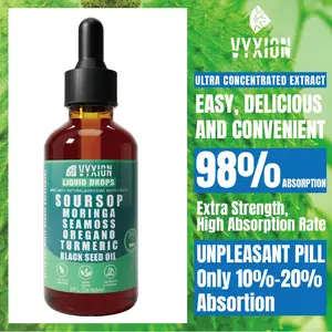 VYXION Pure Soursop 10-in-1 Liquid Drops Extract - Dietary Supplement with Seamoss, Moringa, Black Seed Oil, Turmeric, Oregano - Natural Health & Fitness Wellness Blend