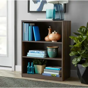 Mainstays 3-Shelf Bookcase with Adjustable Shelves, True Black Oak