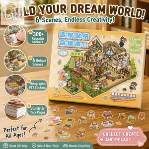 3D Miniature Scene Sticker Book, Adhesive Stickers, Unique Design for Creative Crafting, Ideal for DIY Projects and Home Decor Holographic Endless Creativity