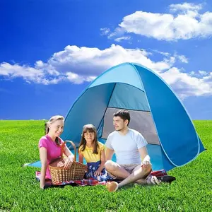 Instant Portable Beach Tent - Polyester Fiber Telescopic Design for Sunbathing & Camping - Easy Setup for Outdoor Relaxation