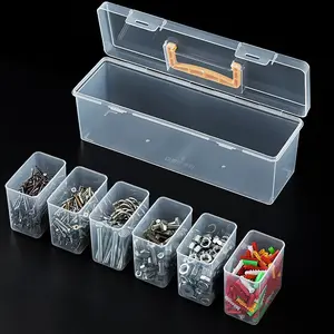 7pcs Tool Parts Storage Box Set (6 Small Boxes + 1 Large Box), Transparent Multi-Compartment Handheld Organizer, Home Hardware & Toy Organiser, Portable Tool Box