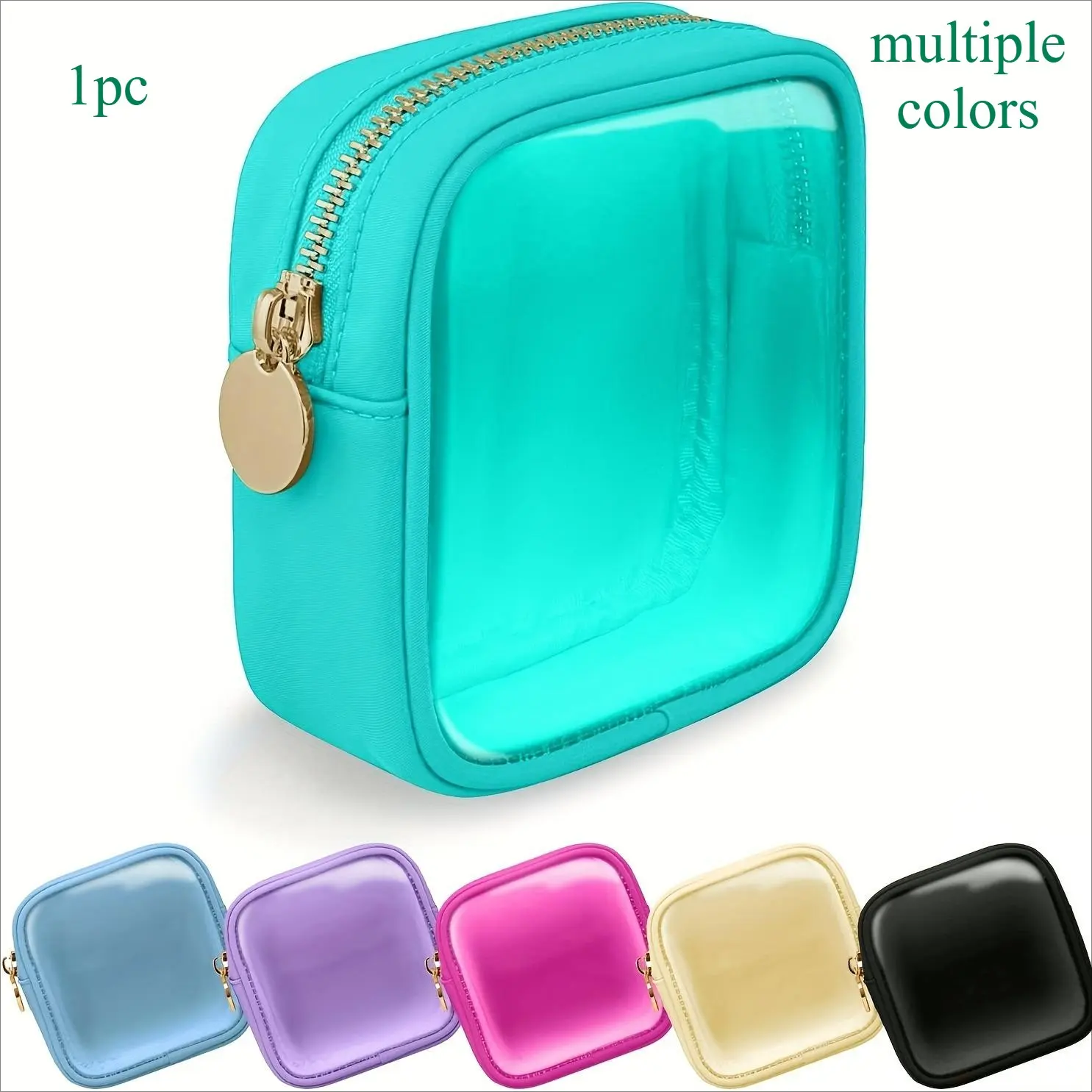 Travel Makeup Organizer Bag with Clear Window, 1 Count Cute Portable Cosmetic Pouch with Zipper, Multipurpose Storage Bag for Sanitary Napkins, Coins & More, Travel Cosmetic Bags, Cosmetics Organizer, Makeup Pouch for Purse, Travel Beauty Bag