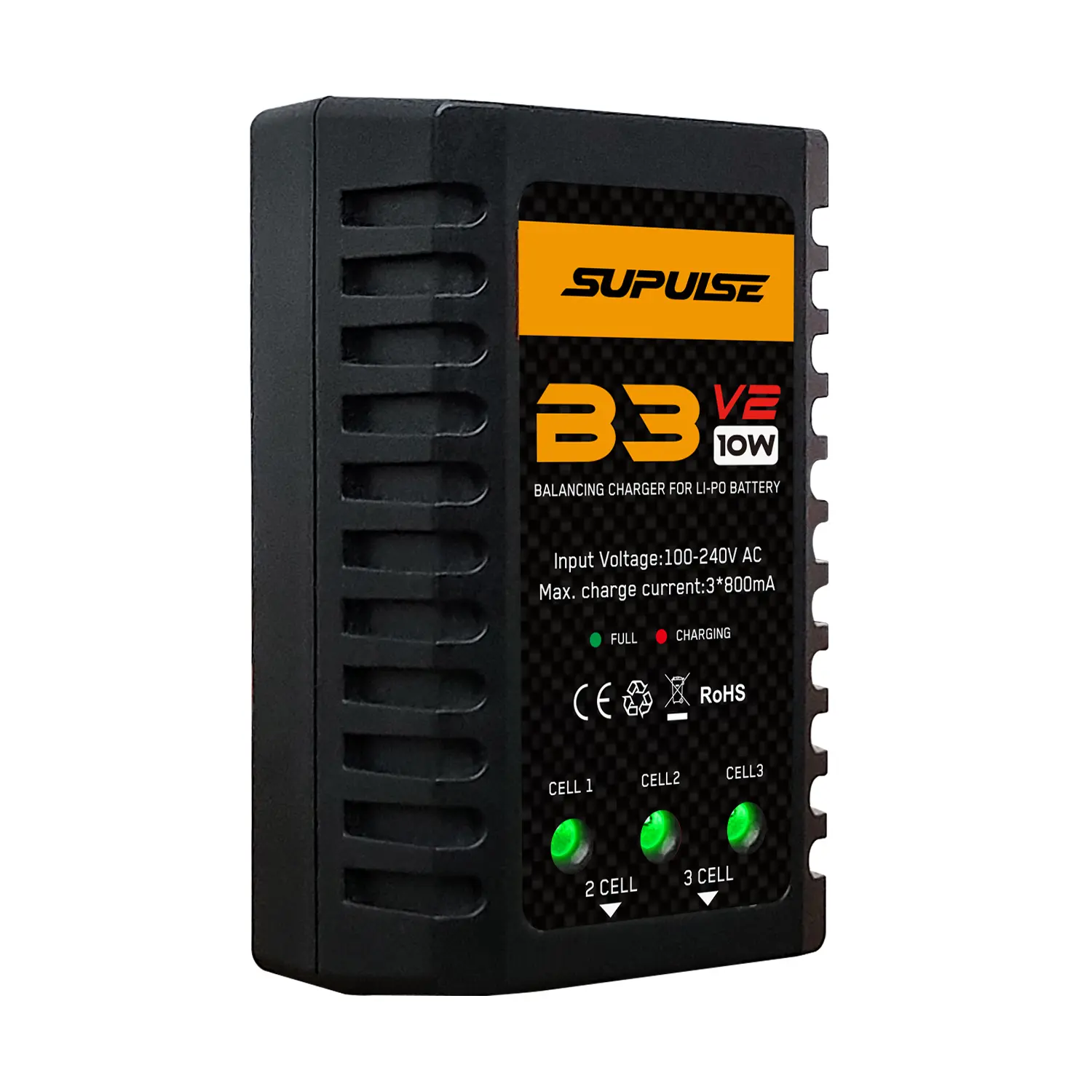 SUPULSE LiPo Battery Charger 2S-3S RC Balance Charger AC 7.4-11.1V 10W Upgrade Version Compact Lipo Charger for XHR Plug Battery(B3V2)