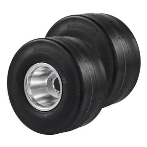 VEVOR Go Kart Tires and Rims, 10x4.5-5 Go Kart Wheels, 2-Pack Front Wheels, Aluminum Alloy Rims and Rubber Tires, Hub-Rim Fit Bolt Pattern 1.57 inch with 3 Bolt Holes, Replacement Pneumatic TireVEVOR Super Brand Day