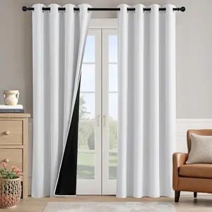 NICETOWN 100% Blackout Curtains 84 inch Long for Bedroom, Total Blackout Thermal Insulated Grommet Long Window Curtains 2 Panels Set, 2 Panels, Greyish White, 52 inch Wide