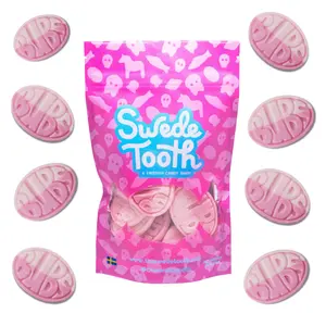 BUBS Wild Strawberry Pomegranate Ovals- Swedish Candy- 1/2lb- Soft Chewy Candy- Fruity Flavor-Vegan Bonbon- Snack Coconut Carrot