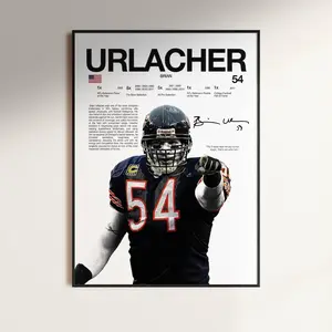 Brian Urlacher Poster, Sports Decor, Chicago Bears Poster, Home Decor, Football Gift