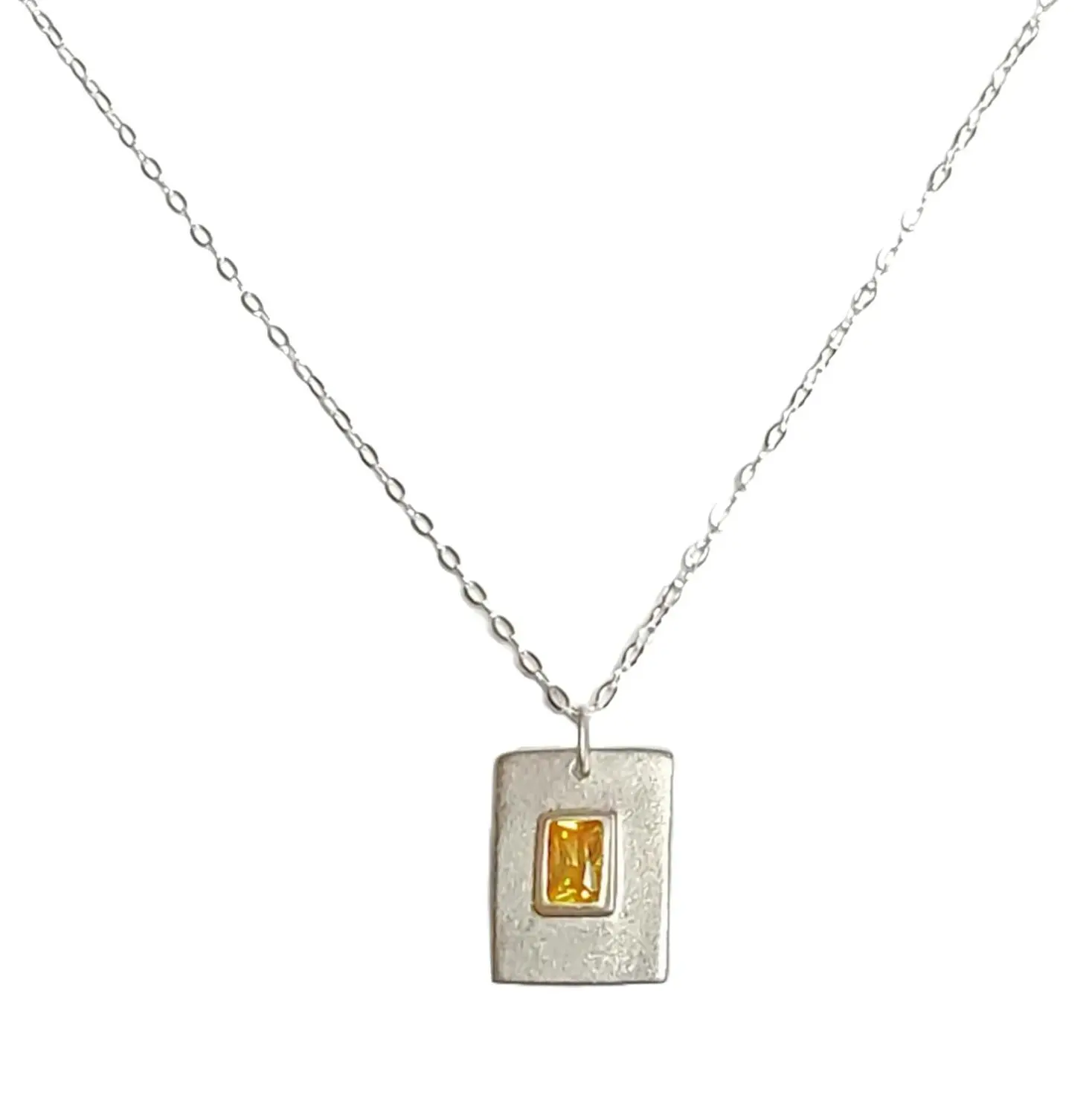 Sterling Silver Citrine Pendant Necklace