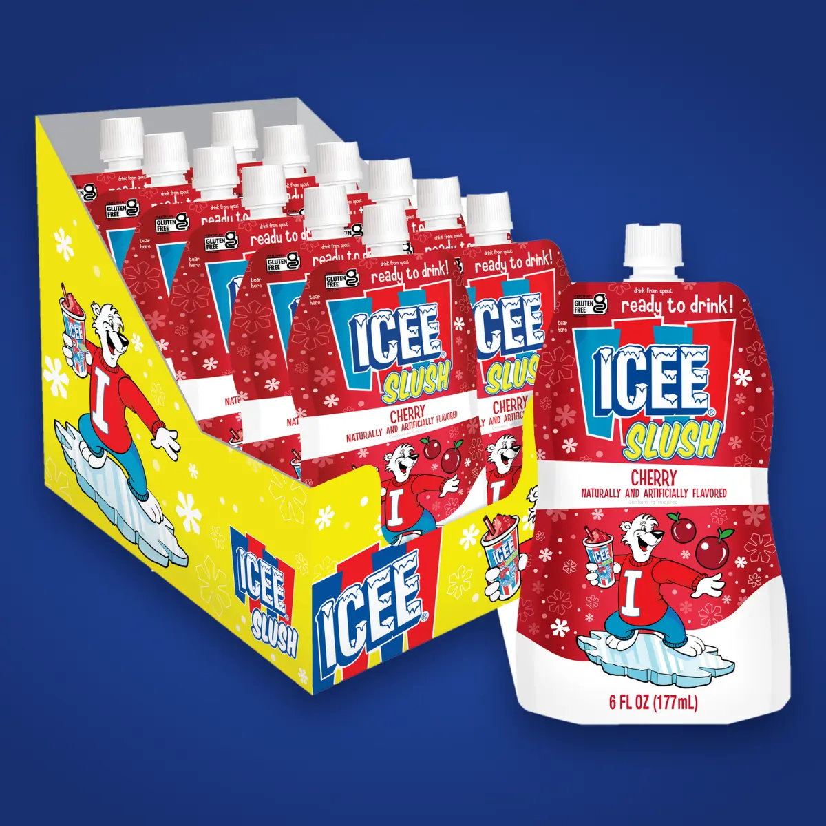 ICEE Cherry Slush Frozen Drink Pouches, 12 Pack, 6 fl oz Each
