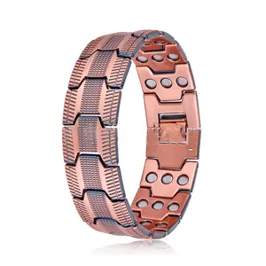 2026 New  magnetic  therapy  Energy Ancient Red Copper Magnet Bracelet Retro Fashion Three-Row Full Magnet Detachable Men's Bracelet gift  for girlfriend for boyfriend  for mon  for relatives and friends pure copper men   bracelets  bracelets for women