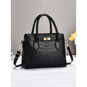 Women's Crocodile Embossed Handbag, Large Capacity Shoulder Crossbody Bag, Fashionable Elegant Design for Daily Commute & Use, Office Work Bag