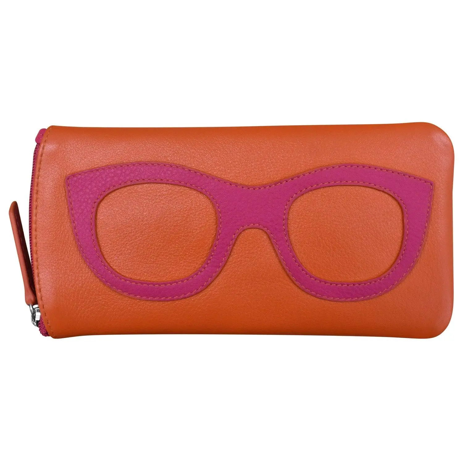 ili New York | Smooth Leather Soft Eyeglass Case, Zip Closure with RFID Blocking Lining, Back Pocket Compact, Travel-Friendly 7.5x3.75x.5 Inches Portable Eyewear Organizer