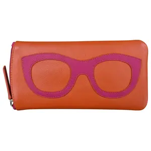 ili New York | Smooth Leather Soft Eyeglass Case, Zip Closure with RFID Blocking Lining, Back Pocket Compact, Travel-Friendly 7.5x3.75x.5 Inches