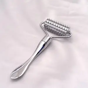 Handheld Acupressure Roller, Manual Massage Tool for Neck, Arm, Leg, Foot, Silver Color, Portable Pain Relief Device, Stainless Steel