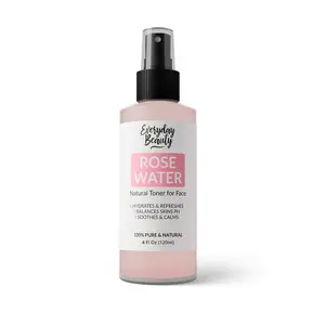 Rose Water Spray for Face - Natural Facial Toner - 4 Fl Oz Alcohol-Free Vegan Refreshing for Face and Hair - Uplifts, Calming & Soothing for All Skin Types